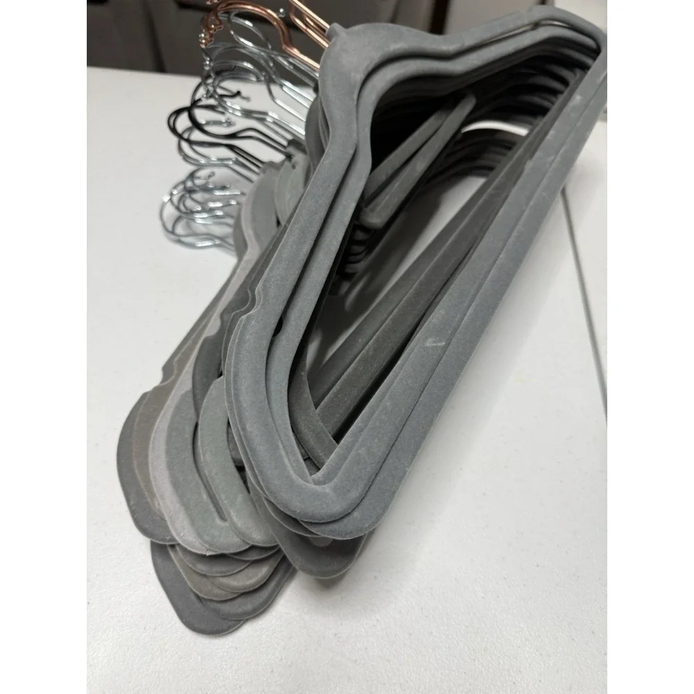 26 PCS Grey Velvet Hangers for Coat Pants Non-Slip Notched Slim Clothes Hangers
